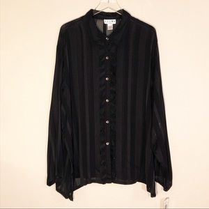 Erena | Black Sheer Long-sleeve Blouse